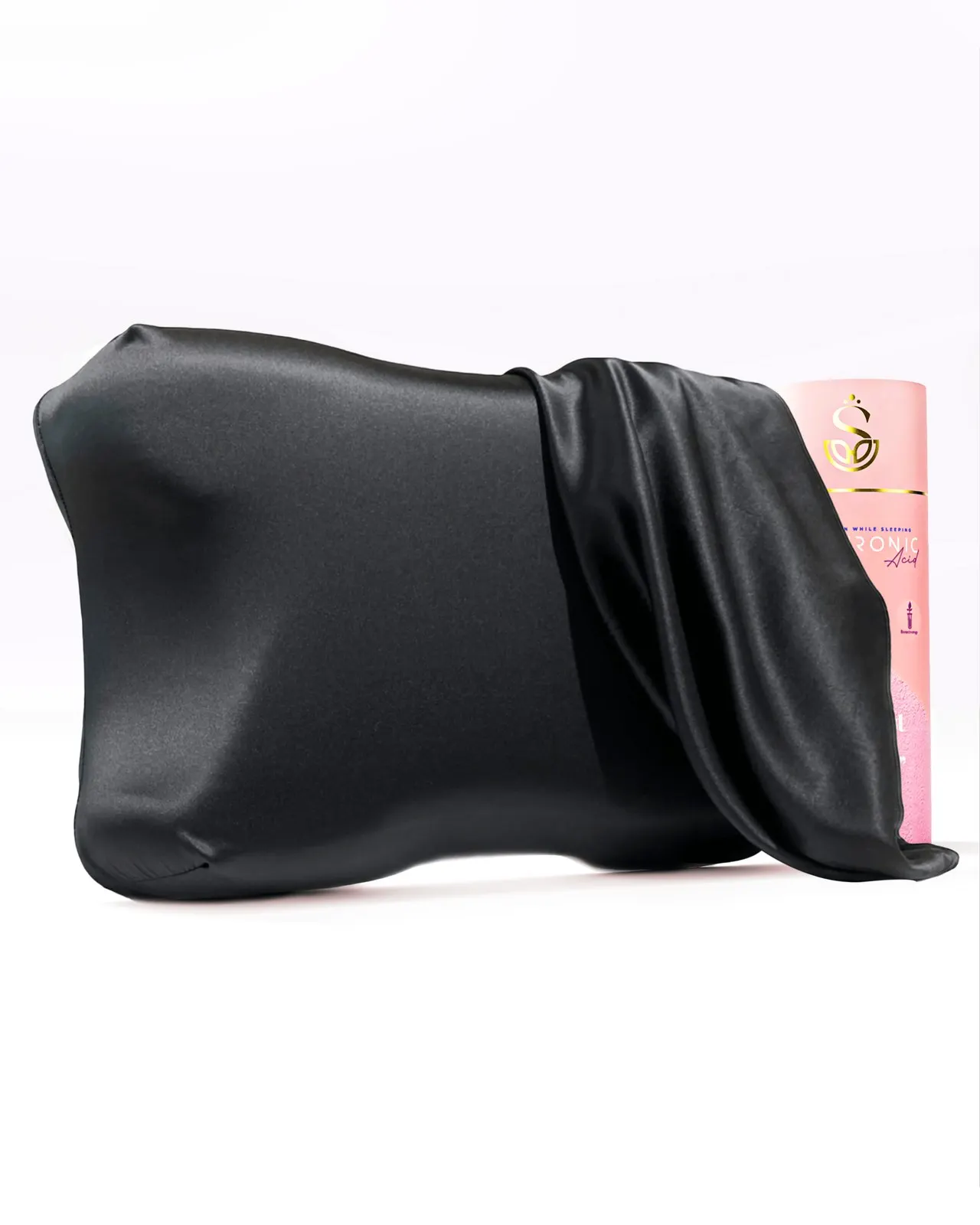 Siyah %100 ipek kılıflı Shine Pillow güzellik yastığı, kutusuyla birlikte
