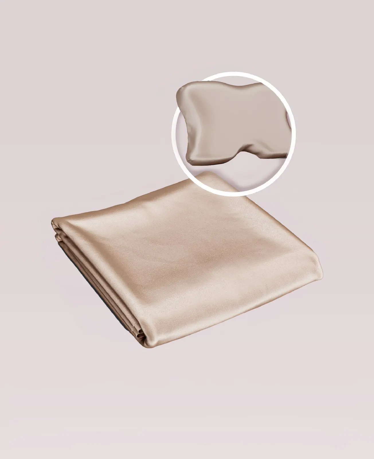 Ekru %100 saf İtalyan ipeği Shine Pillow yastık kılıfı, katlanmış hâlde